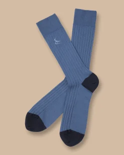 Socks<Charles Tyrwhitt Cotton Rib Socks - Indigo Blue