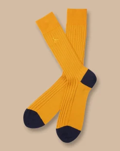 Socks<Charles Tyrwhitt Cotton Rib Socks - Yellow Sunflower
