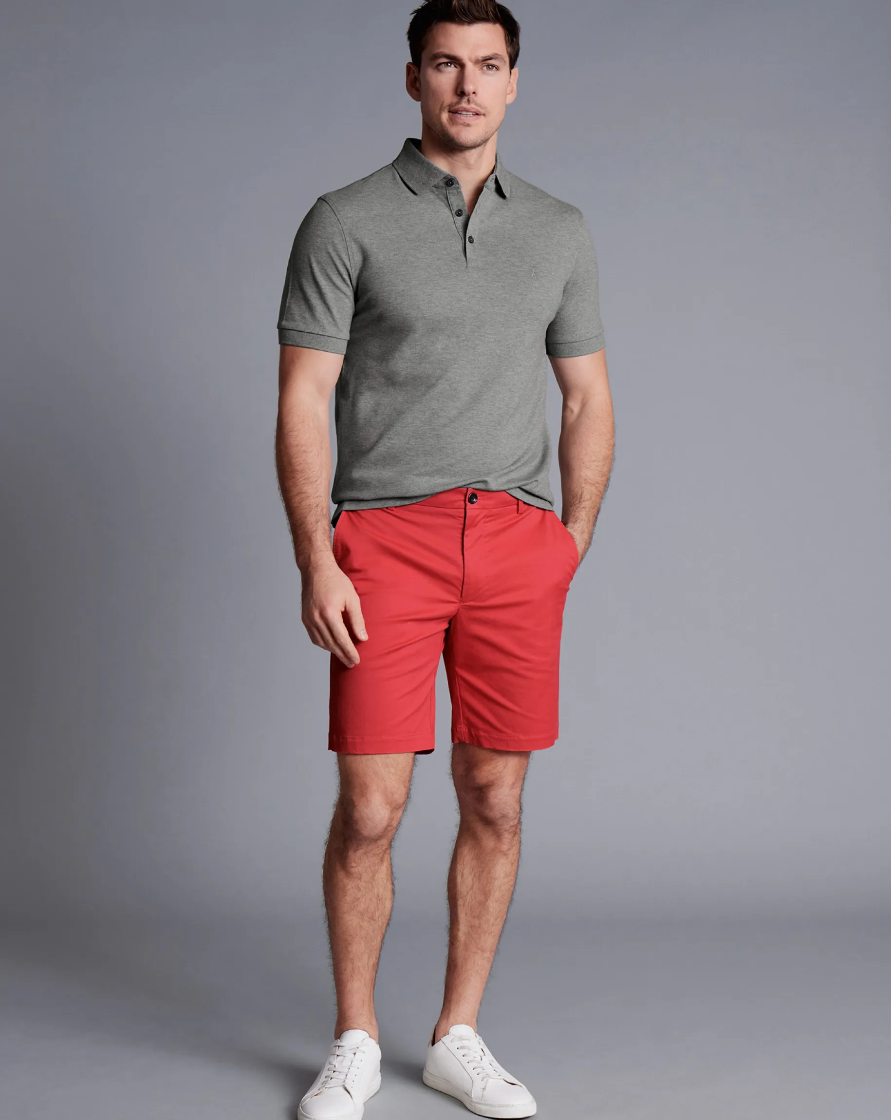 Golf Collection|Shorts<Charles Tyrwhitt Cotton Shorts - Coral Pink