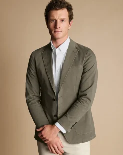 Coats & Jackets|Blazers<Charles Tyrwhitt Cotton Stretch Garment Dyed Jacket - Olive Green