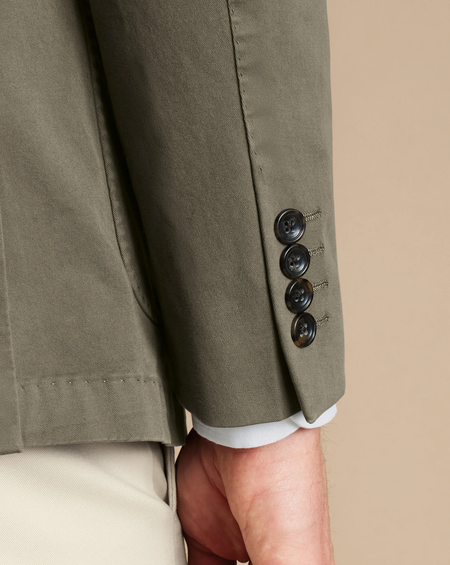 Coats & Jackets|Blazers<Charles Tyrwhitt Cotton Stretch Garment Dyed Jacket - Olive Green