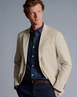 Coats & Jackets|Blazers<Charles Tyrwhitt Cotton Stretch Jacket - Limestone