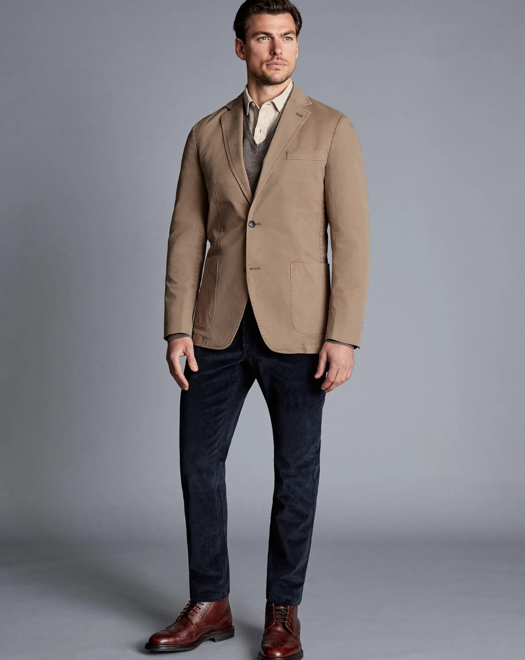 Coats & Jackets|Blazers<Charles Tyrwhitt Cotton Stretch Jacket - Taupe