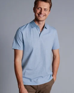 Shirt Sale|Polos<Charles Tyrwhitt End-On-End Cotton Polo - Light Blue
