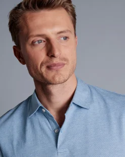 Shirt Sale|Polos<Charles Tyrwhitt End-On-End Cotton Polo - Light Blue