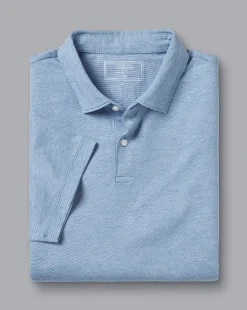 Shirt Sale|Polos<Charles Tyrwhitt End-On-End Cotton Polo - Light Blue