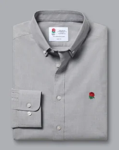 Shirt Sale|Casual Shirts<Charles Tyrwhitt England Rugby Button-Down Collar Brushed Cotton Twill Shirt - Light Grey