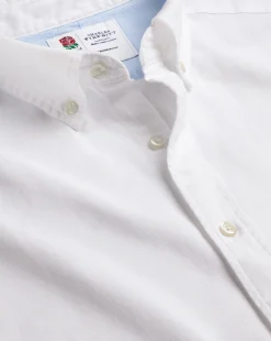Casual Shirts|White Shirts<Charles Tyrwhitt England Rugby Button-Down Collar Washed Oxford Shirt with Red Rose - White