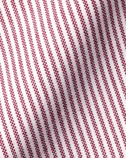 Casual Shirts|S<Charles Tyrwhitt England Rugby Button-Down Collar Washed Oxford Stripe Shirt - Wine Red