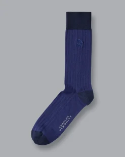 Socks<Charles Tyrwhitt England Rugby Cotton Rib Socks - French Blue Navy