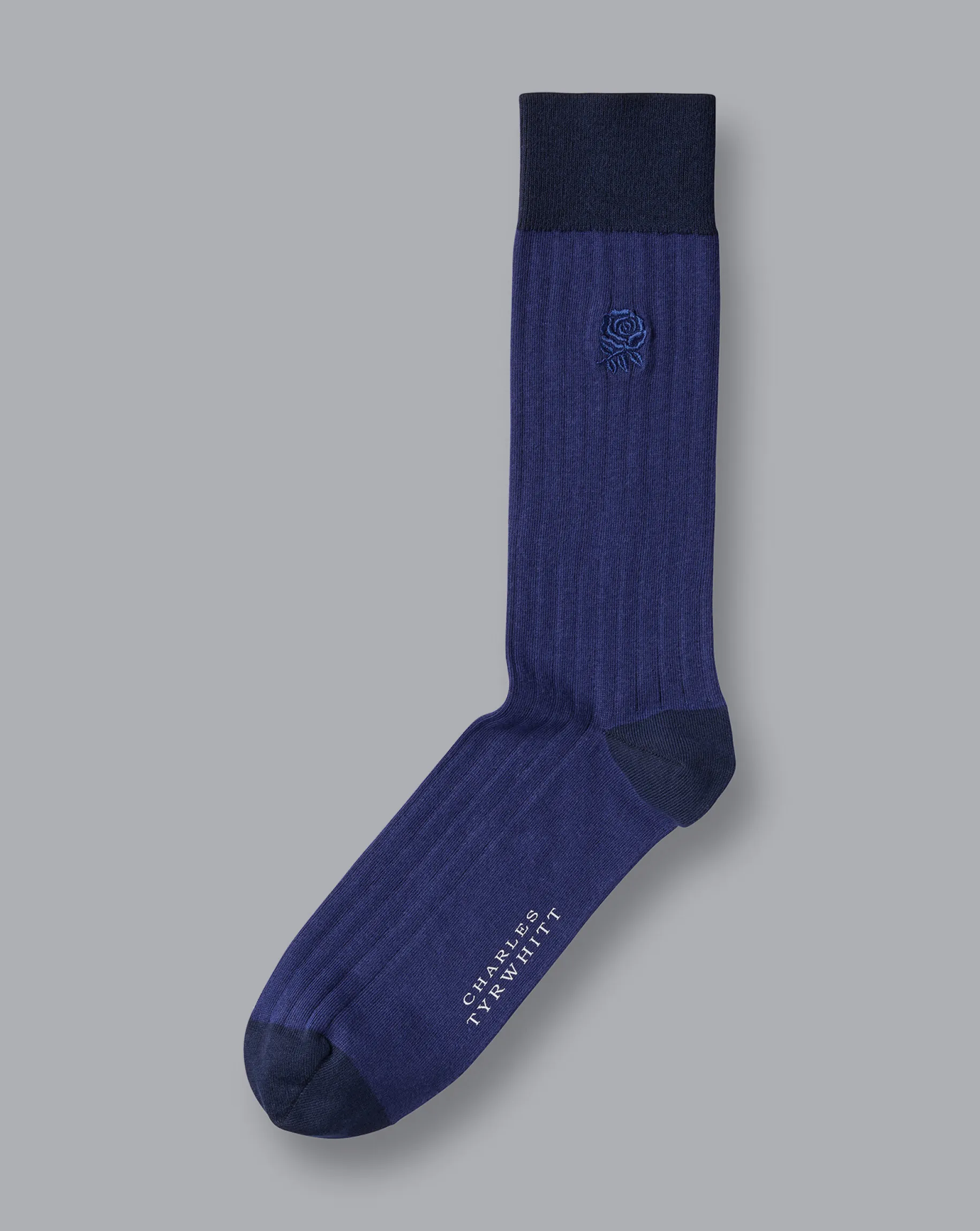 Socks<Charles Tyrwhitt England Rugby Cotton Rib Socks - French Blue Navy