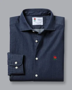 Business Casual Shirts|Casual Shirts<Charles Tyrwhitt England Rugby Denim Shirt - Denim Blue