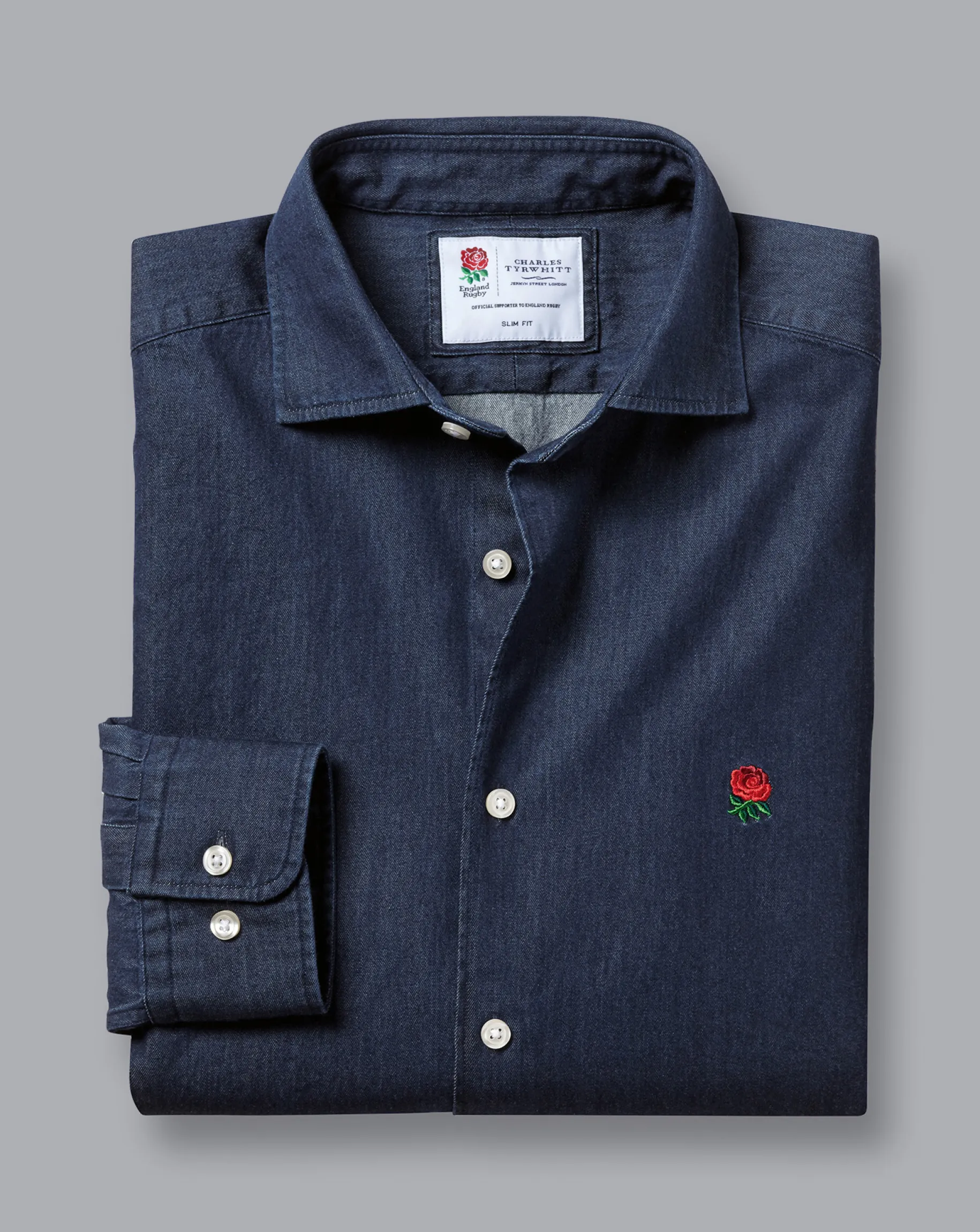 Business Casual Shirts|Casual Shirts<Charles Tyrwhitt England Rugby Denim Shirt - Denim Blue