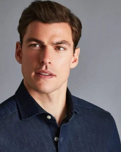 Business Casual Shirts|Casual Shirts<Charles Tyrwhitt England Rugby Denim Shirt - Denim Blue
