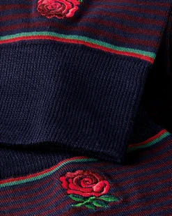 Socks<Charles Tyrwhitt England Rugby Fine Stripe Socks - Burgundy & Navy Burgundy and Navy