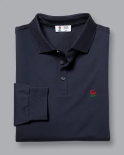 Blue Shirts|Blue<Charles Tyrwhitt England Rugby Long Sleeve Pique Polo - Navy