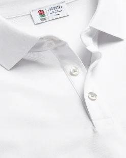 White Shirts|White<Charles Tyrwhitt England Rugby Long Sleeve Pique Polo - White