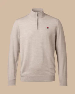 Quarter Zip Sweaters|Sweaters<Charles Tyrwhitt England Rugby Merino Quarter Zip Sweater - Limestone