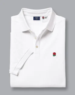White Shirts|White<Charles Tyrwhitt England Rugby Pique Polo - White