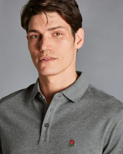 Shirt Sale|Polos<Charles Tyrwhitt England Rugby Pique Polo - Grey Marl