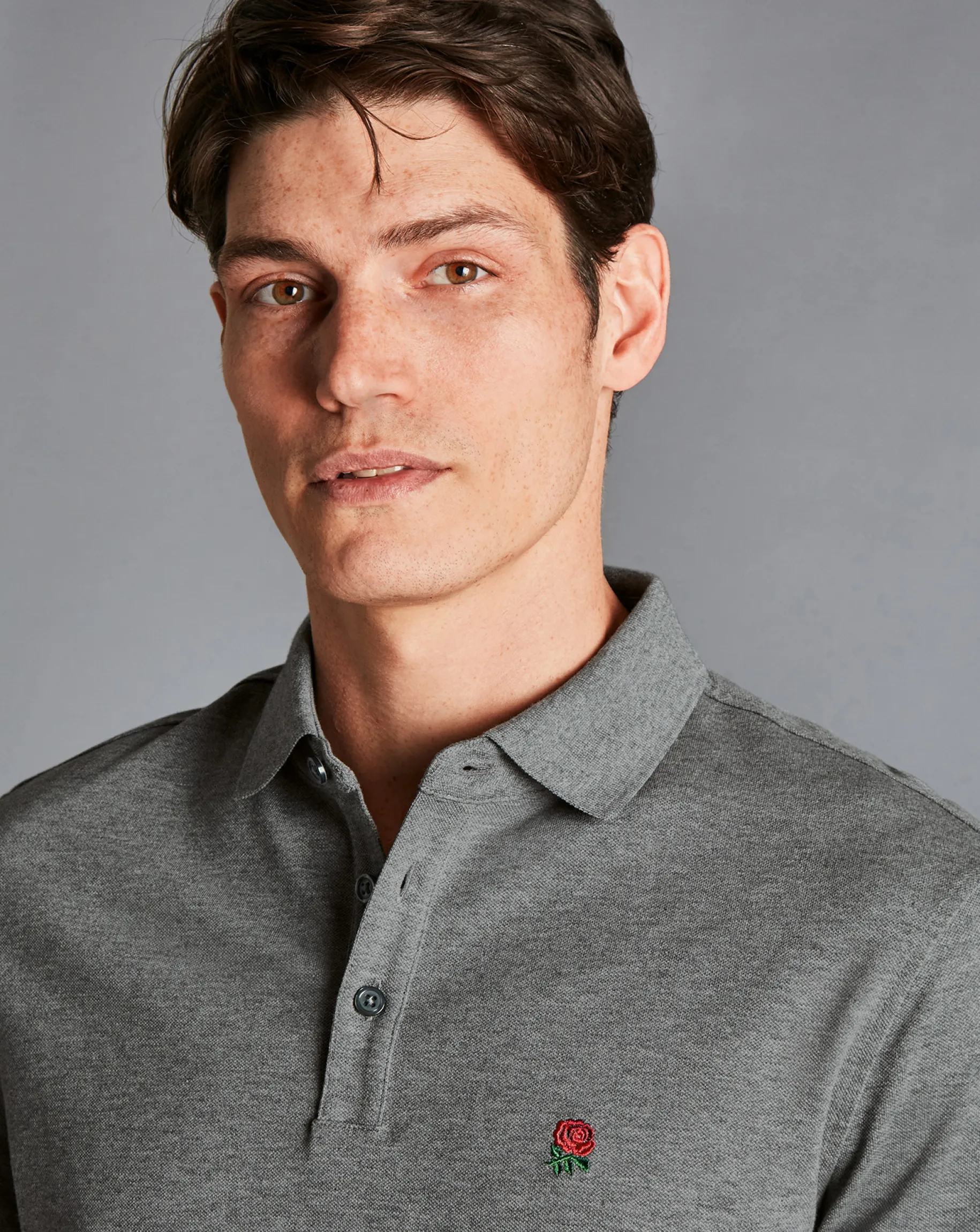 Shirt Sale|Polos<Charles Tyrwhitt England Rugby Pique Polo - Grey Marl
