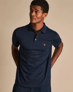 Blue Shirts|Blue<Charles Tyrwhitt England Rugby Red Rose Pique Polo - Navy