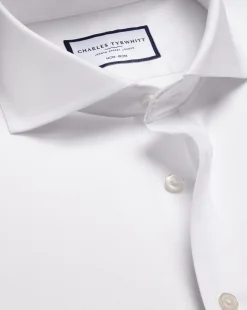 Dress Shirts|White Shirts<Charles Tyrwhitt Extreme Spread Collar Non-Iron Twill Shirt - White