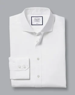 Dress Shirts|White Shirts<Charles Tyrwhitt Extreme Spread Collar Non-Iron Twill Shirt - White