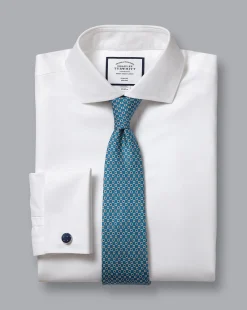 Dress Shirts|White Shirts<Charles Tyrwhitt Extreme Spread Collar Non-Iron Twill Shirt - White