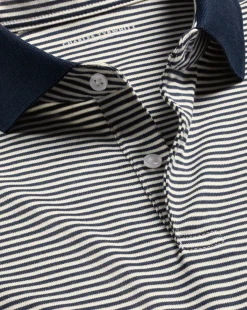 Shirt Sale|Polos<Charles Tyrwhitt Fine Stripe Jersey Polo - Navy & Ecru Navy & Ecru
