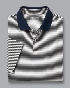 Shirt Sale|Polos<Charles Tyrwhitt Fine Stripe Jersey Polo - Navy & Ecru Navy & Ecru