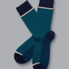 Accessories<Charles Tyrwhitt Fine Stripe Socks - Teal Green & Navy