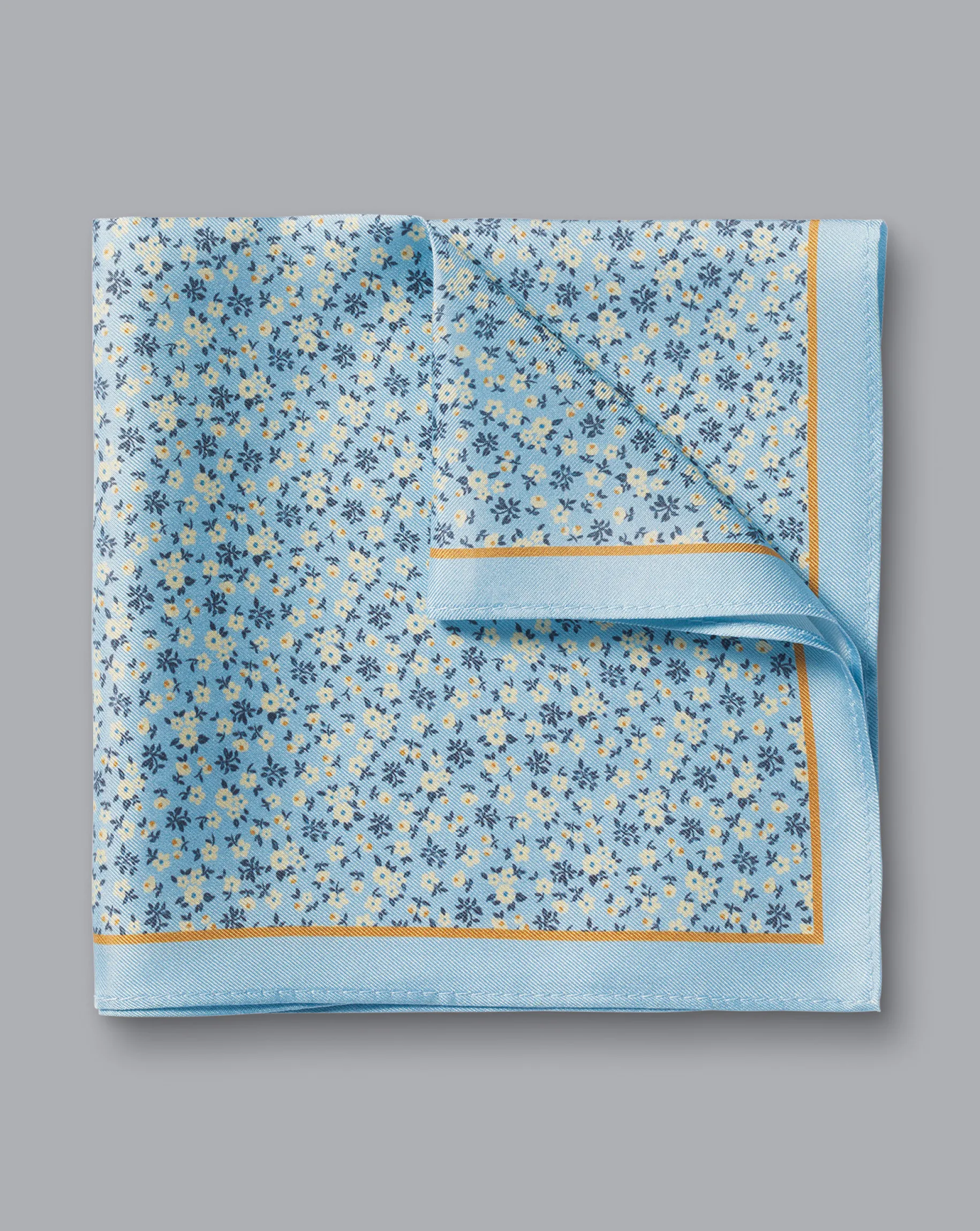 Accessories<Charles Tyrwhitt Floral Print Silk Pocket Square - Blue Sky