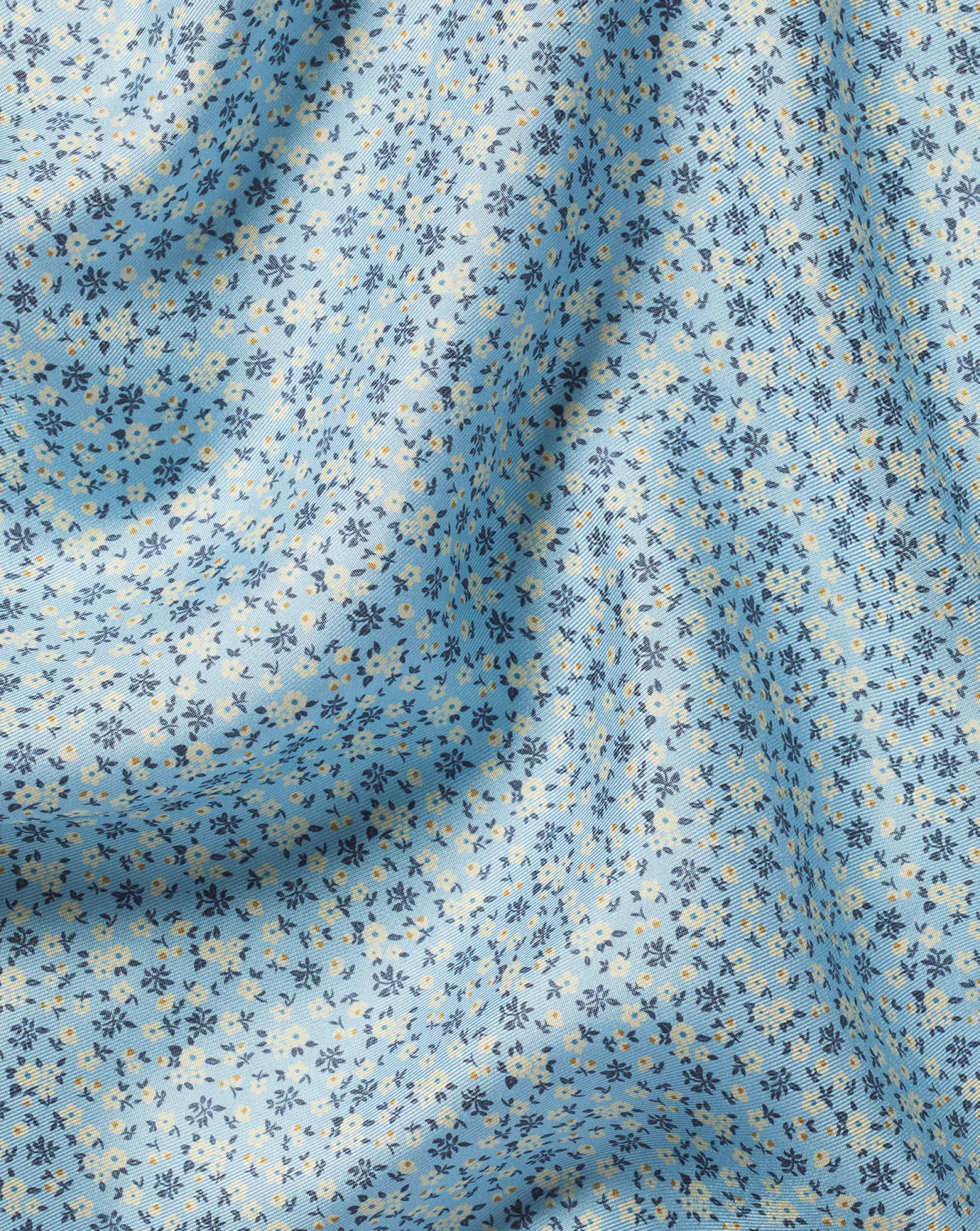 Accessories<Charles Tyrwhitt Floral Print Silk Pocket Square - Blue Sky