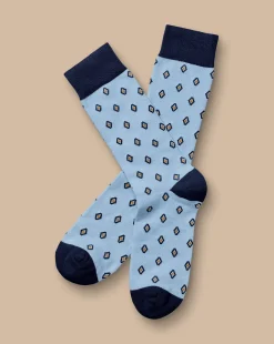Socks<Charles Tyrwhitt Geo Socks - Blue Sky