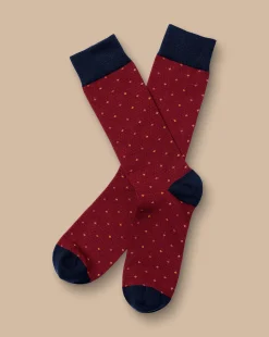 Socks<Charles Tyrwhitt Geo Spot Socks - Dark Red