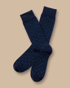 Socks<Charles Tyrwhitt Geo Spot Socks - Denim Blue