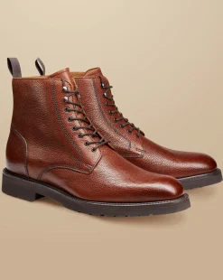 Boots|Brown Shoes<Charles Tyrwhitt Grain Leather Boots - Chestnut Brown
