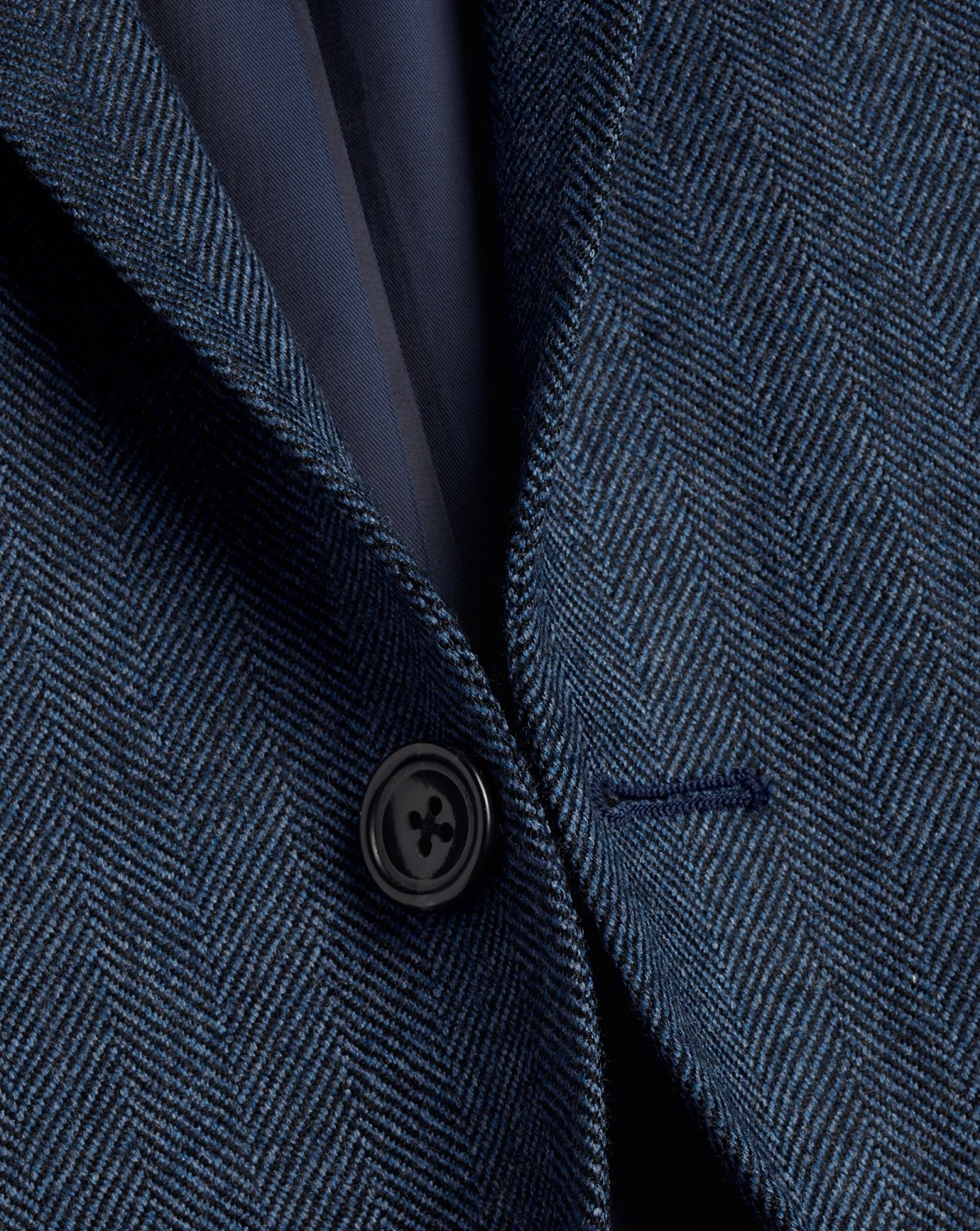 Blazers|Navy<Charles Tyrwhitt Herringbone Wool Texture Jacket - Denim Blue