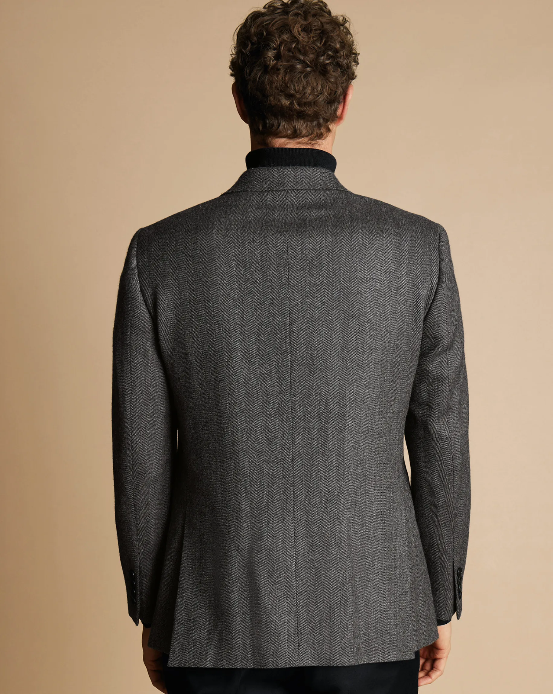 Blazers<Charles Tyrwhitt Herringbone Wool Texture Jacket - Dark Grey