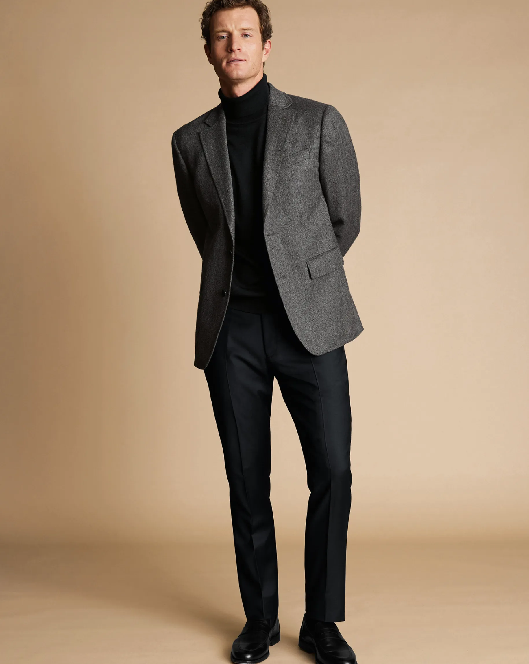 Blazers<Charles Tyrwhitt Herringbone Wool Texture Jacket - Dark Grey