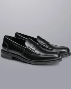 Loafers|Black Shoes<Charles Tyrwhitt High Shine Leather Penny Loafers - Black