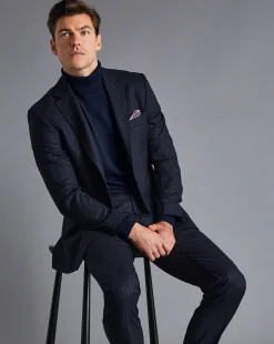 Suit Jackets|Blazers<Charles Tyrwhitt Italian Flannel Stripe Suit Jacket - Dark Navy