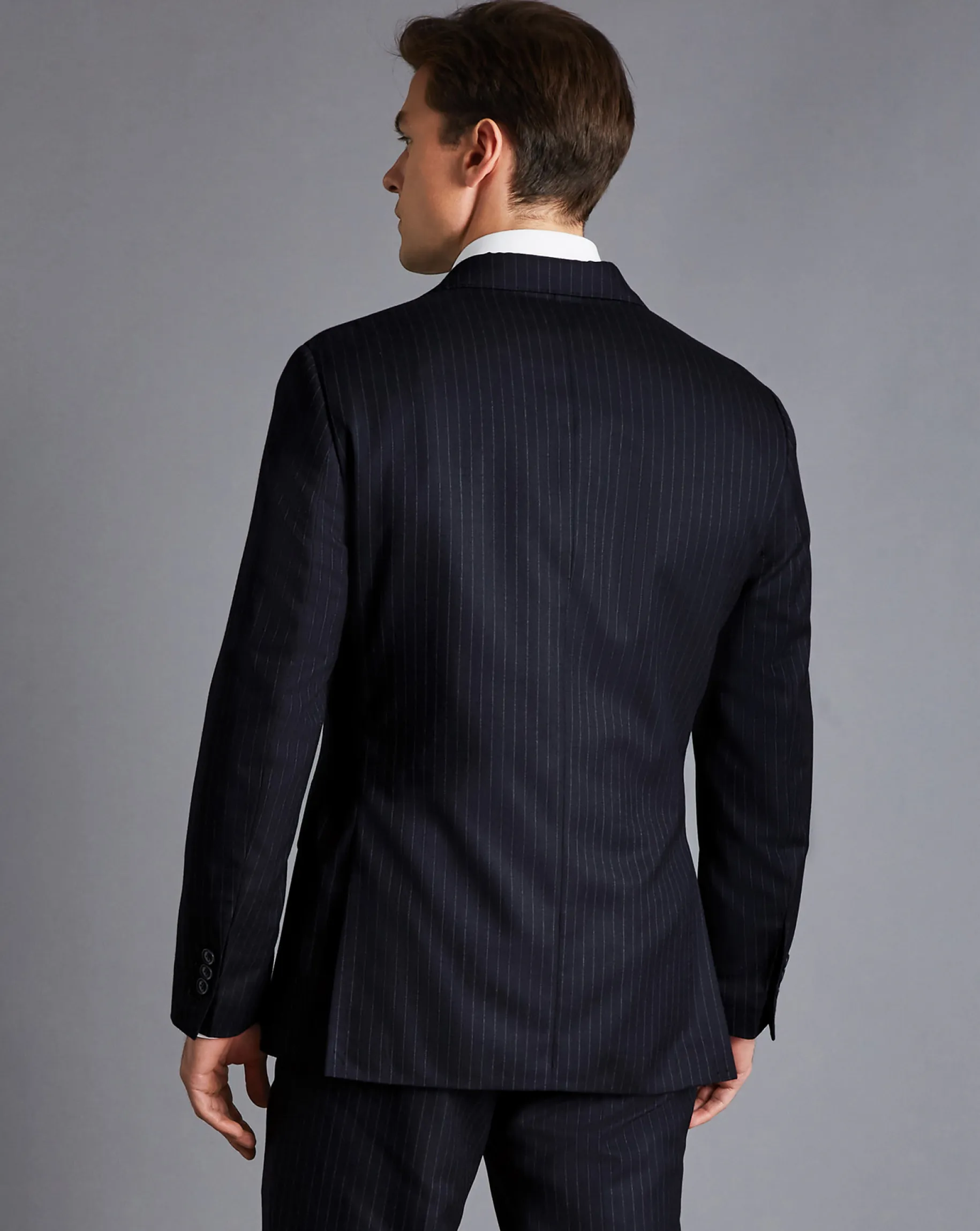 Suit Jackets|Blazers<Charles Tyrwhitt Italian Flannel Stripe Suit Jacket - Dark Navy
