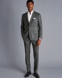 Suit Jackets|Blazers<Charles Tyrwhitt Italian Luxury Stretch Flannel Suit Jacket - Grey