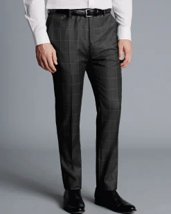 Suit Pants|Pants & Shorts<Charles Tyrwhitt Italian Luxury Windowpane Suit Pants - Grey