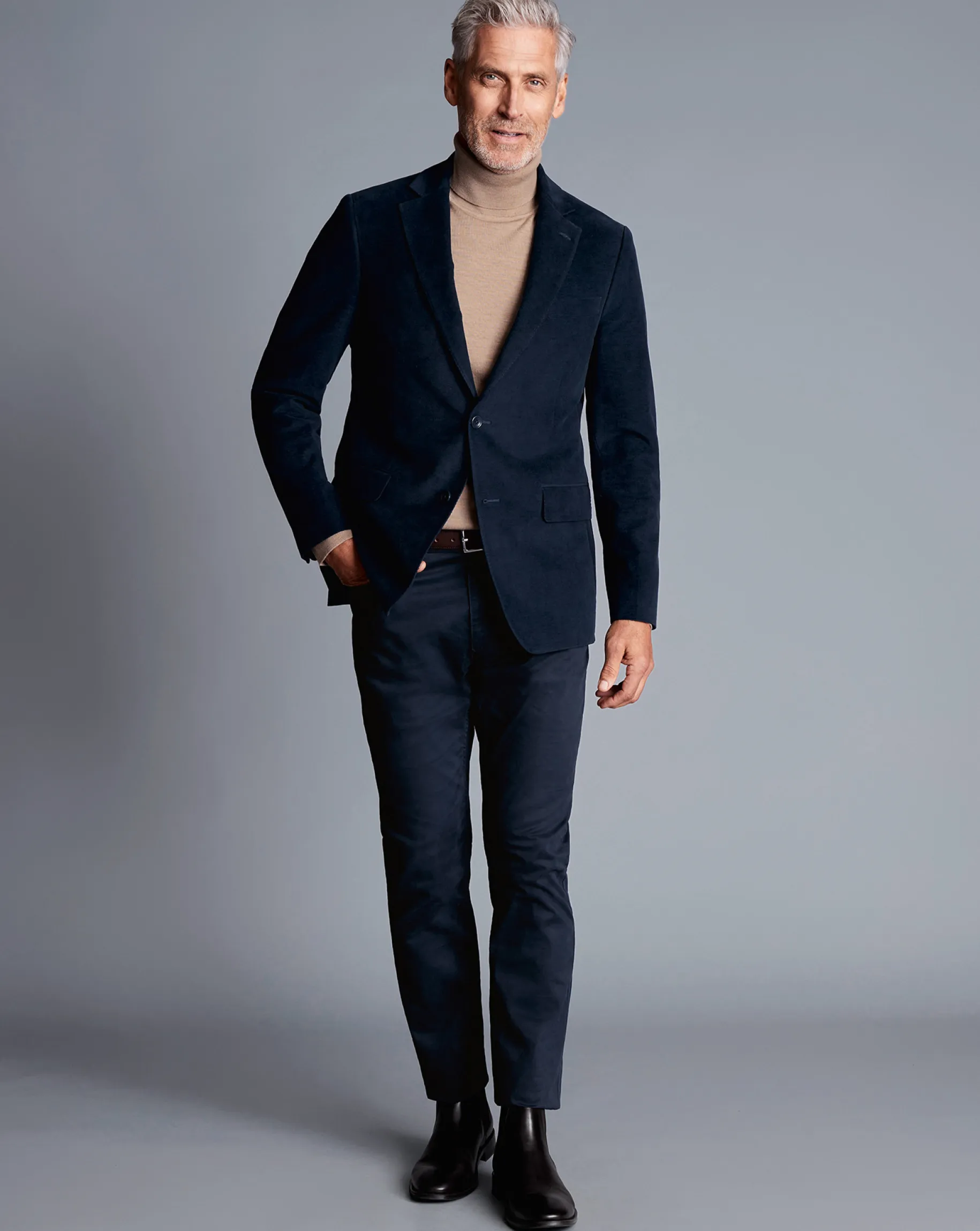 Blazers|Navy<Charles Tyrwhitt Italian Moleskin Jacket - Navy
