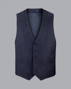 Vests<Charles Tyrwhitt Italian Pindot Suit Vest - Denim Blue
