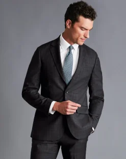 Suit Jackets|Blazers<Charles Tyrwhitt Italian Prince of Wales Check Suit Jacket - Charcoal Grey