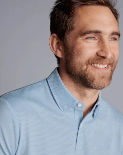 Shirt Sale|Polos<Charles Tyrwhitt Jacquard Polo - Cornflower Blue